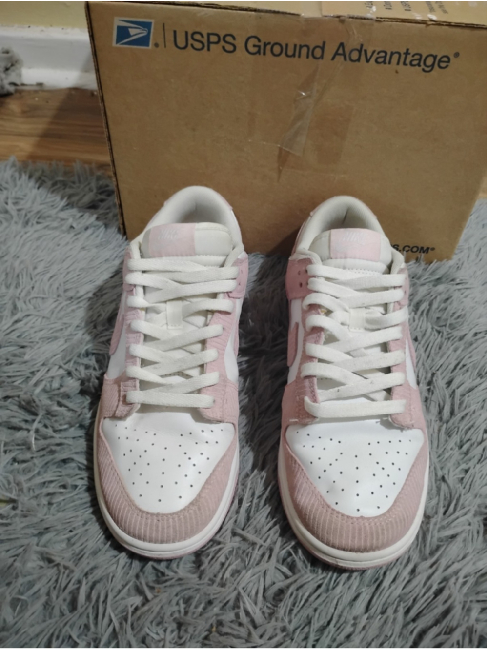 Nike Dunk Low Women Size 10 Pink Corduroy White/Pink Sneakers FN7167-100 - Picture 4 of 12